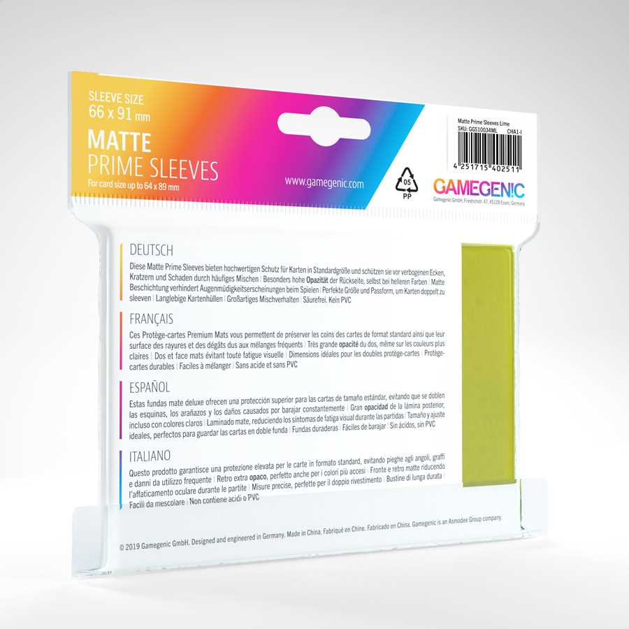UNIT Gamegenic Matte Prime Sleeves Lime 100 ct Gaming Accessory 2