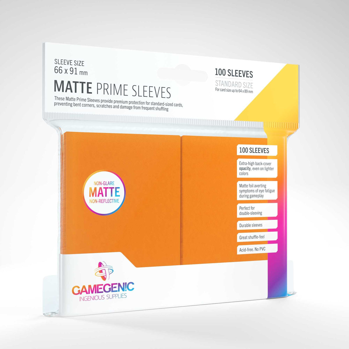 UNIT Gamegenic Matte Prime Sleeves Orange 100 ct Gaming Accessory 1