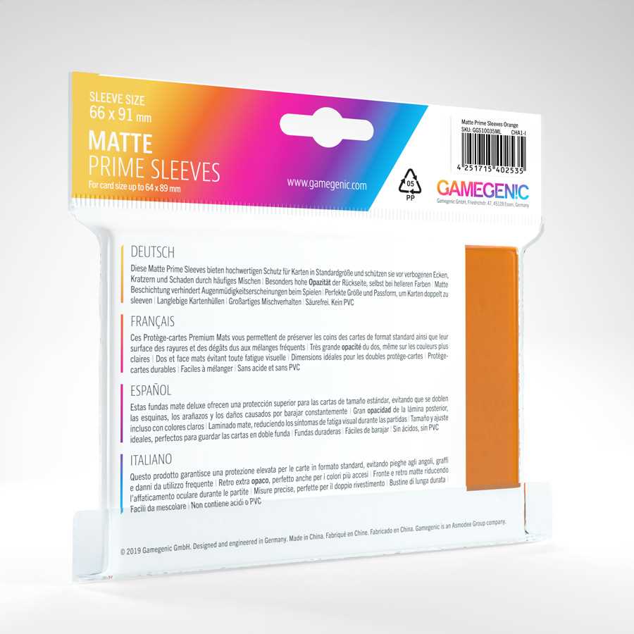 UNIT Gamegenic Matte Prime Sleeves Orange 100 ct Gaming Accessory 2