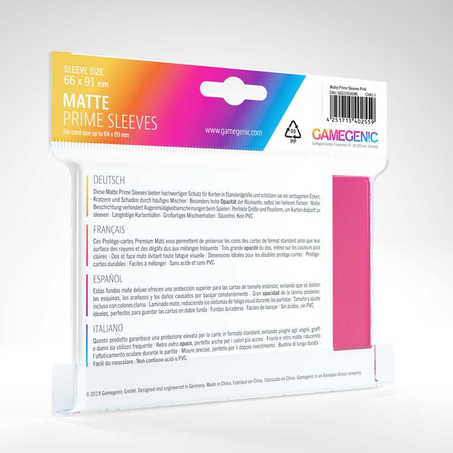 UNIT Gamegenic Matte Prime Sleeves Pink 100 ct Gaming Accessory 2