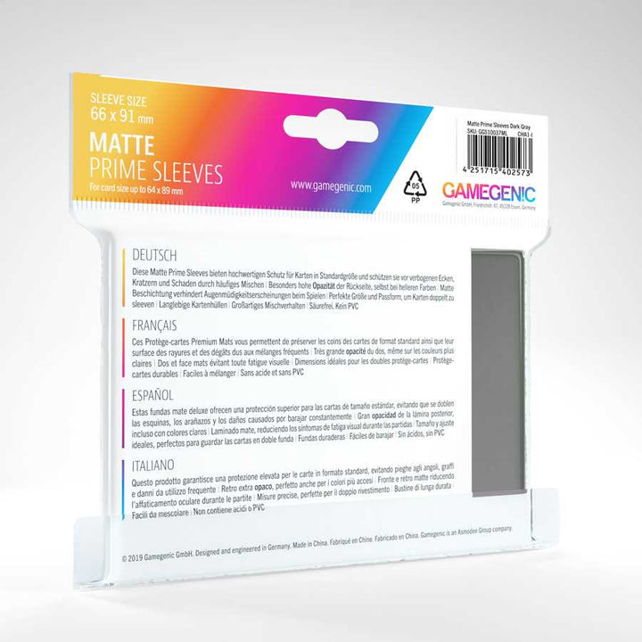 Matte Prime Sleeves - Dark Gray (100)
