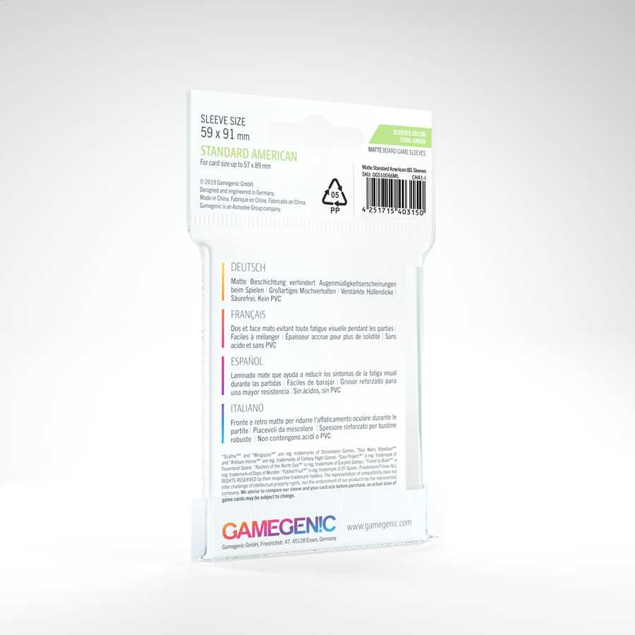 MATTE Standard American- Sized Boardgame Sleeves: 59 x 91 mm (50) 2