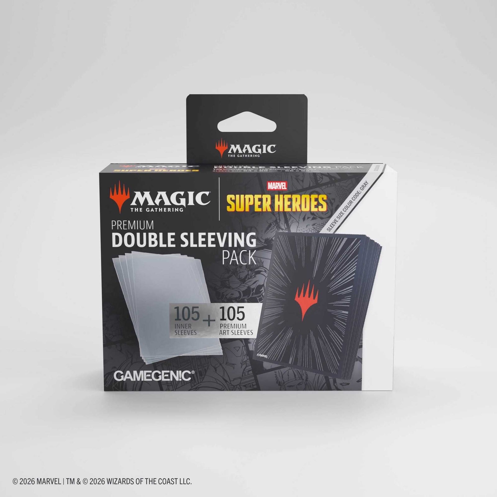 Gamegenic Magic the Gathering Marvel Super Heroes Premium Double Sleeving Pack 100 Comic Burst Black Card Game Accessory