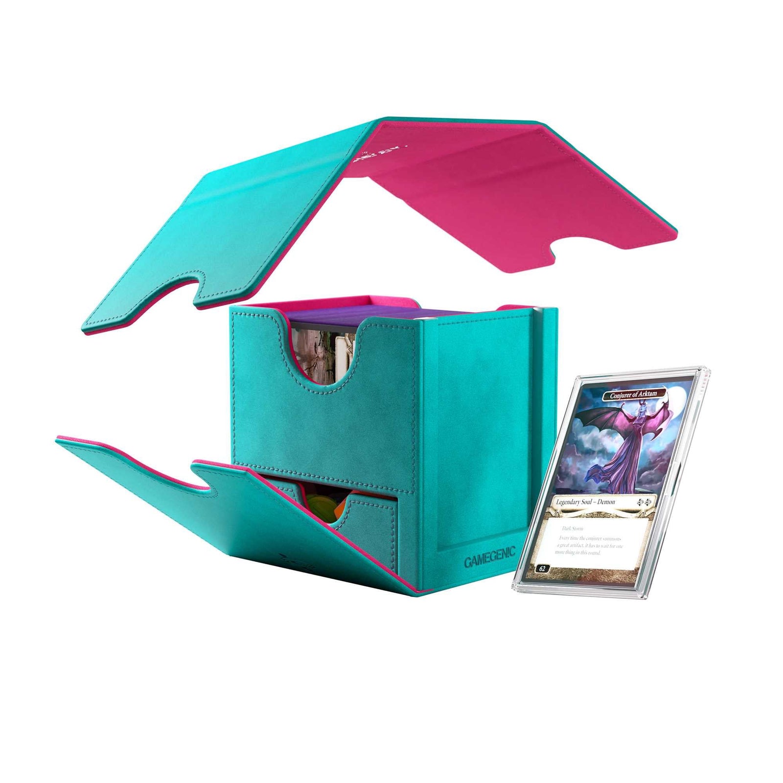 Sidekick PRO 100 Plus XL Teal Pink Card Sleeve by Gamegenic 2