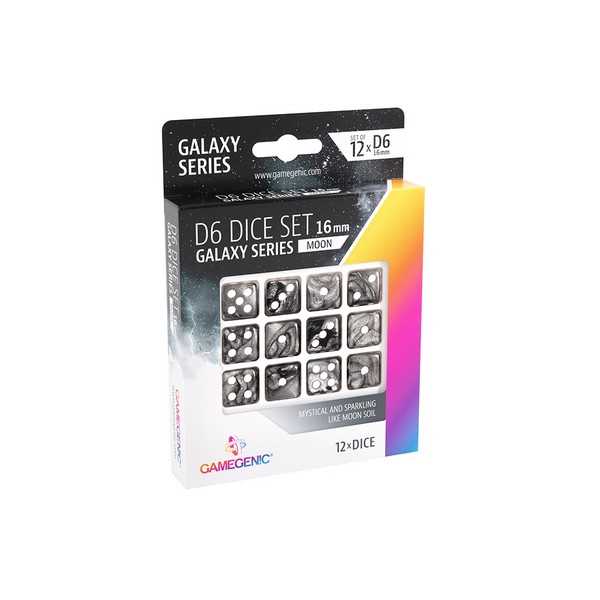 UNIT Gamegenic Galaxy Series - Moon - D6 Dice Set 16 mm (12 pcs) Black 1