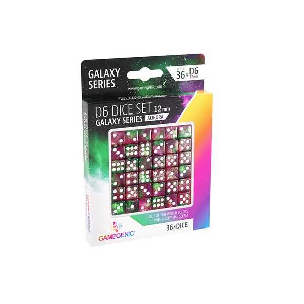 UNIT Gamegenic Galaxy Series - Aurora -  D6 Dice Set 12 mm (36 pcs) Green/Purple 1