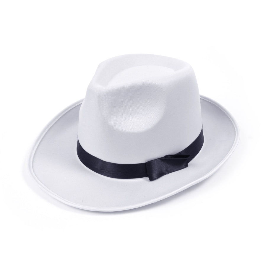 Gangster Hat White Satin Finish Hats Unisex_1