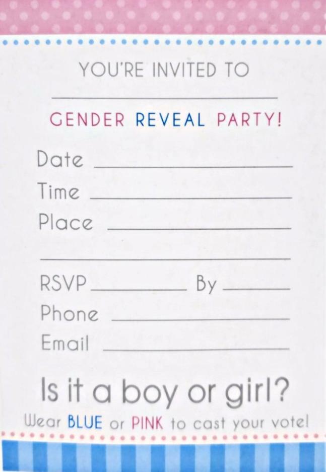 Gender Reveal Invitation Pack of 8_2