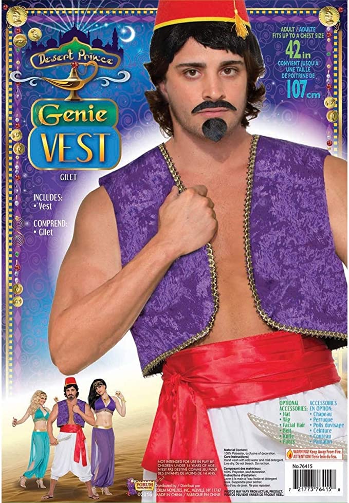 Genie Vest Purple Aladdin Costume Chest 42 Inch