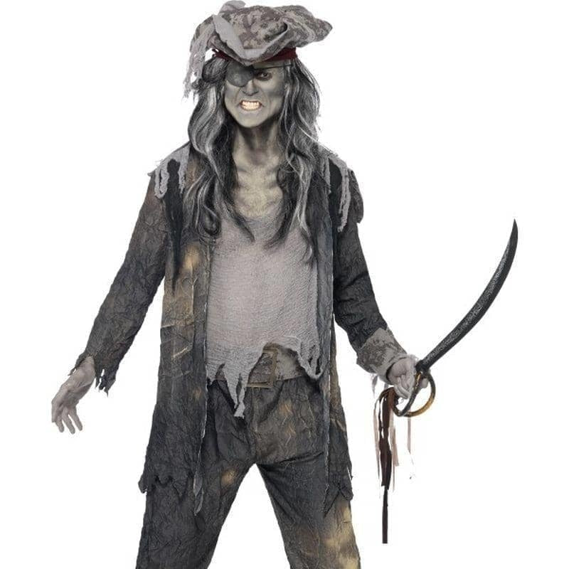 Ghost Ship Ghoul Costume Adult Grey Coat Trousers Hat_1