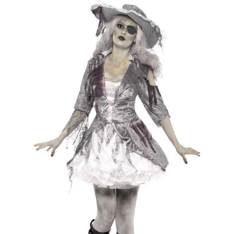 Ghost Ship Pirate Treasure Costume Adult White Grey Dress Hat 1