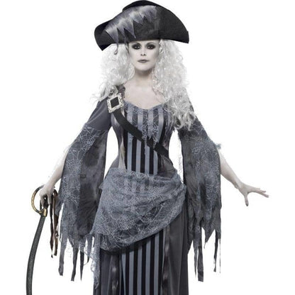 Ghost Ship Princess Costume Adult Grey Black Dress Hat 1