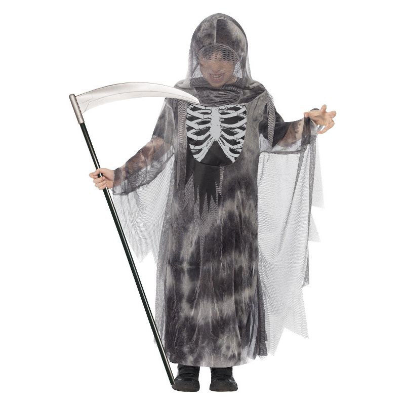 Ghostly Ghoul Costume Grey Hooded Robe Glow in the Dark 1