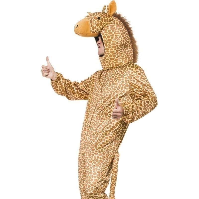 Giraffe Costume Adult Orange Bodysuit Hood 3