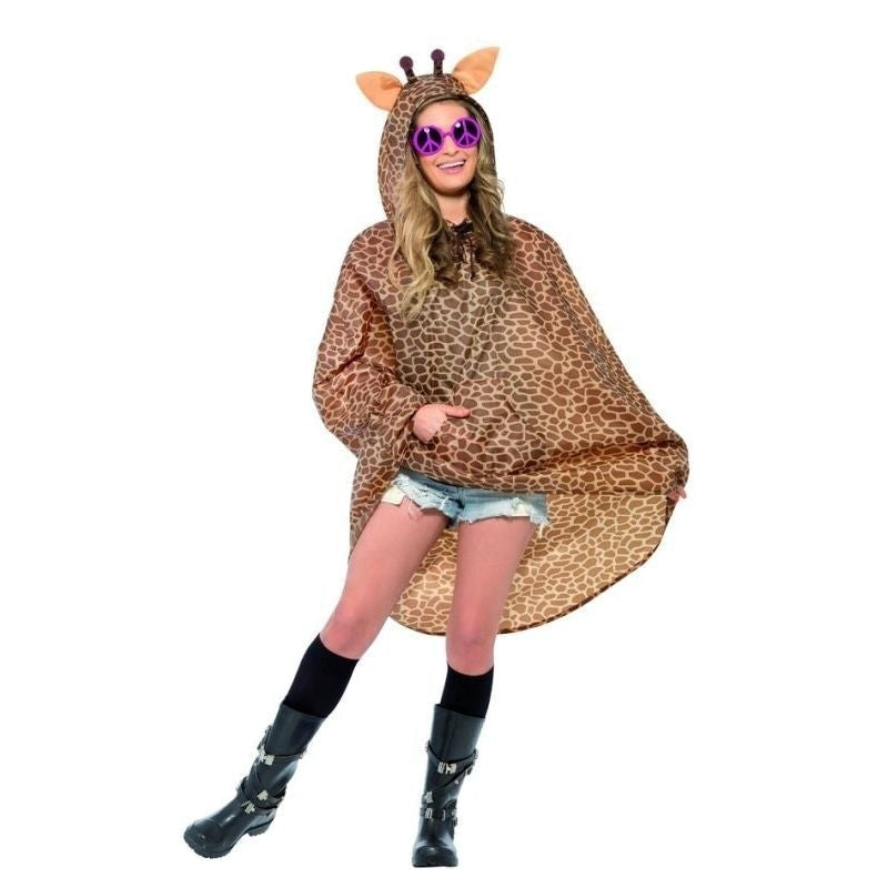 Giraffe Party Poncho Adult One Size Orange Black 2