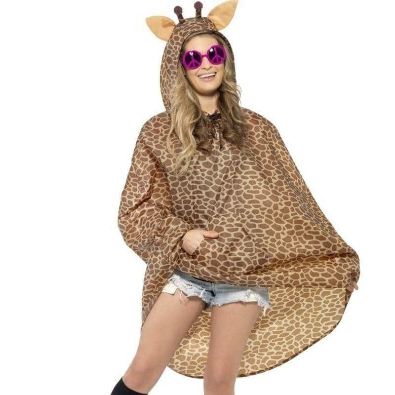 Giraffe Party Poncho Adult One Size Orange Black 1