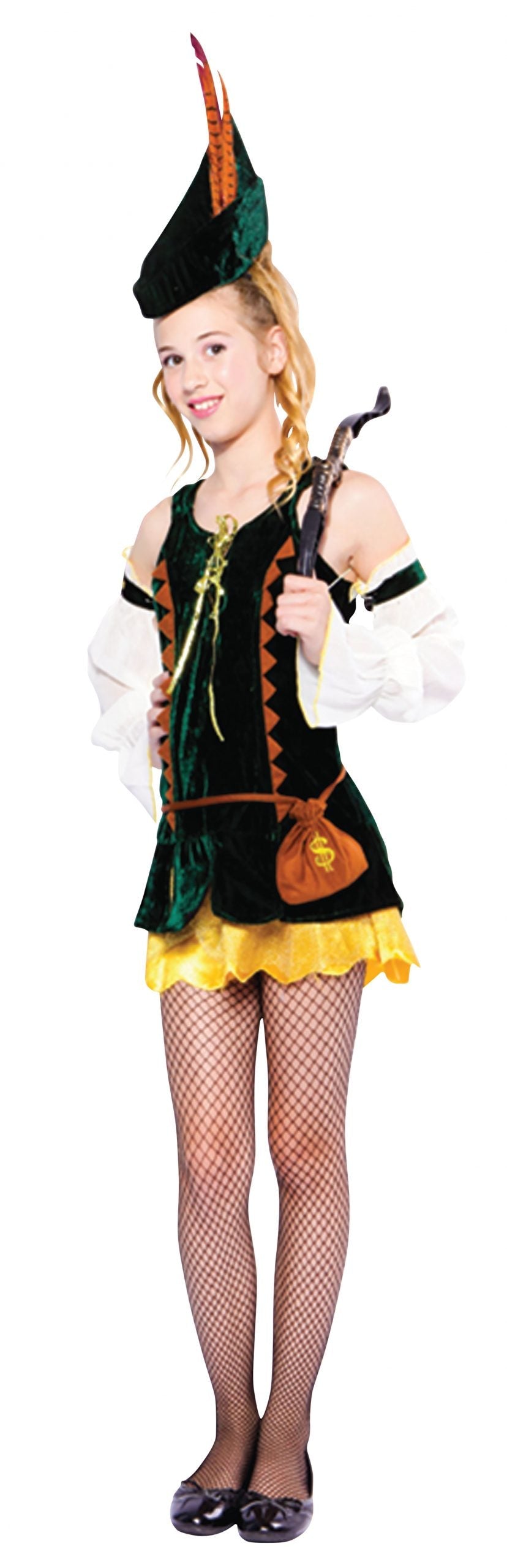 Girl Robin Hood Costume Teen Size Frayed Skirt_1