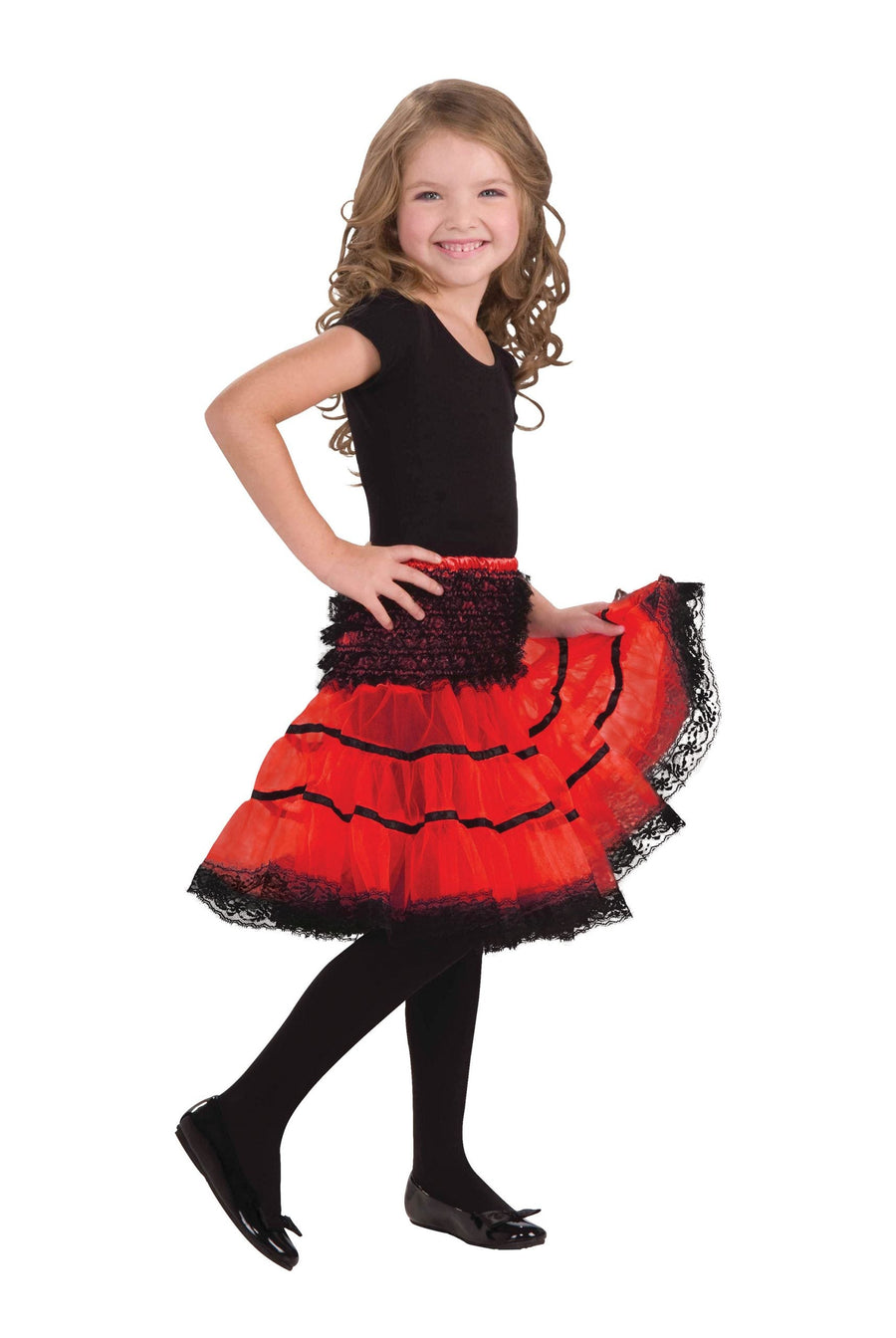Girls Crinoline Slip Red Black Childrens Costume Female Halloween_1