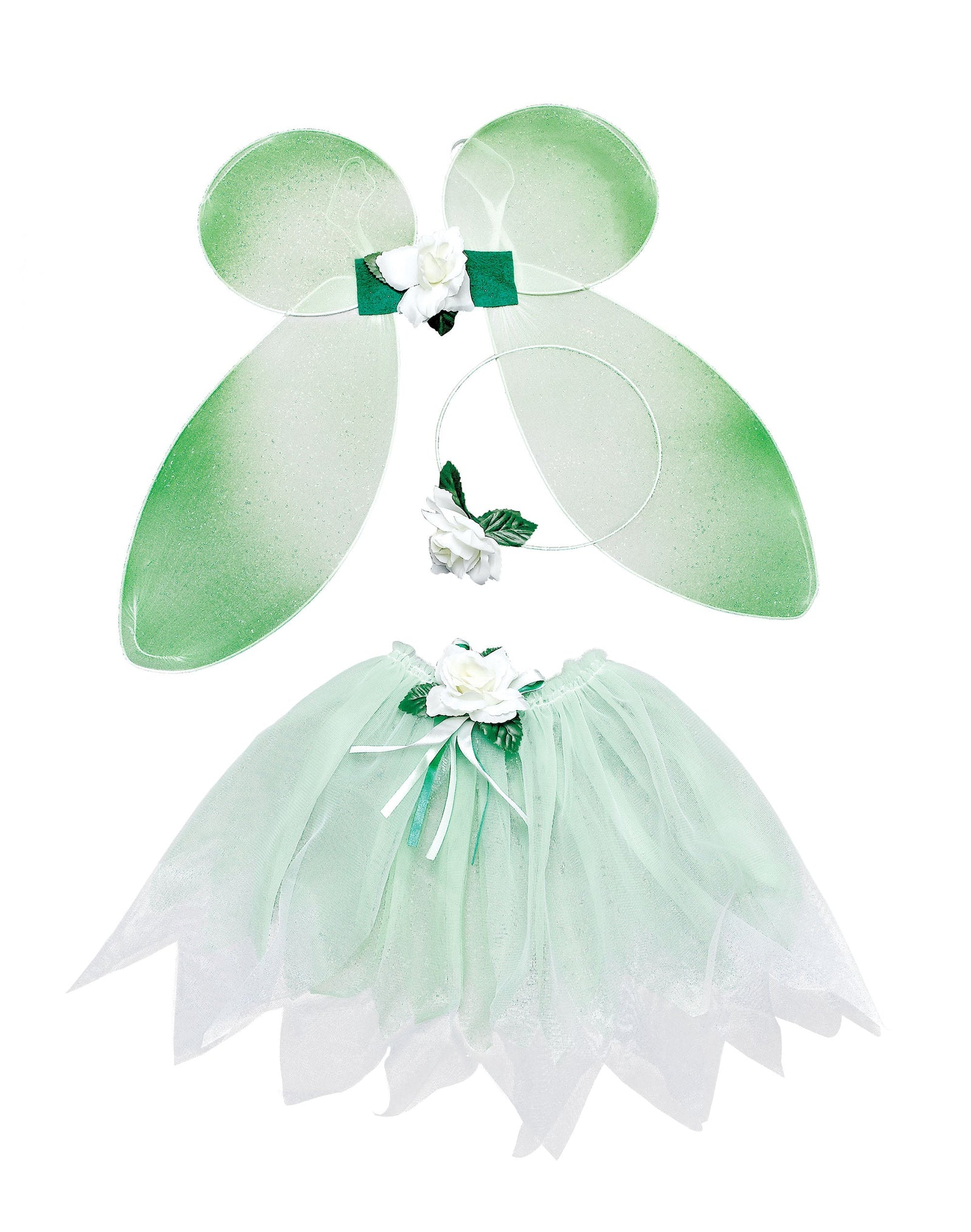 Girls Fairy Set Green Childs Instant Disguise Female Halloween Costume 1