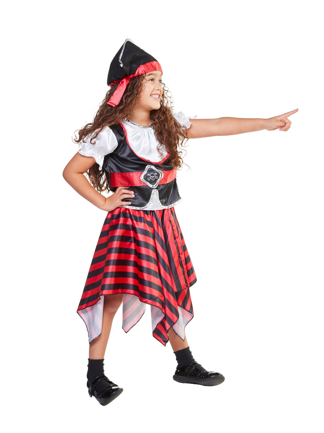 Girls Pirate Costume Skirt Top Hat_4