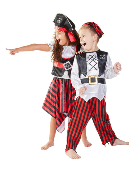 Girls Pirate Costume Skirt Top Hat 5