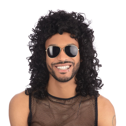 Glam Rock Black Wig Unisex 1