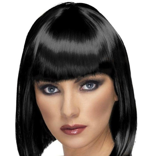 Glam Wig Black Short Blunt with Fringe Adult Costume Hair 2