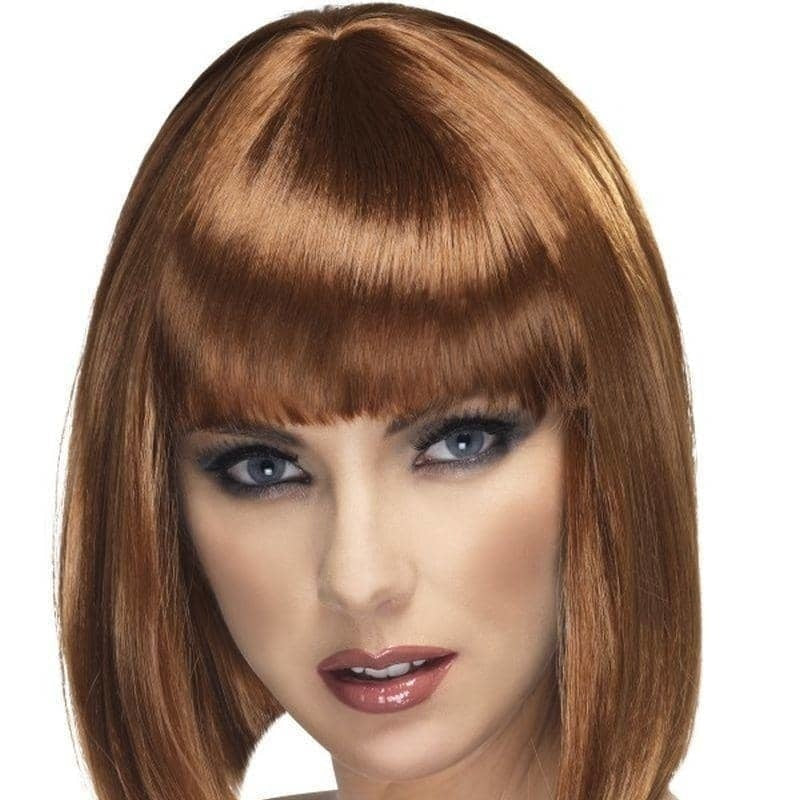 Glam Wig Adult Brown Short Blunt with Fringe Costume Hair 2