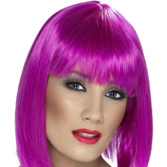 Glam Short Blunt Cut Wig with Fringe Neon Purple Adult Fantasy Costume Hair 2