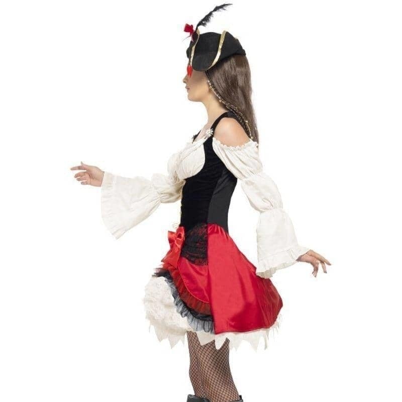 Glamorous Lady Pirate Costume Adult White Black Red_2