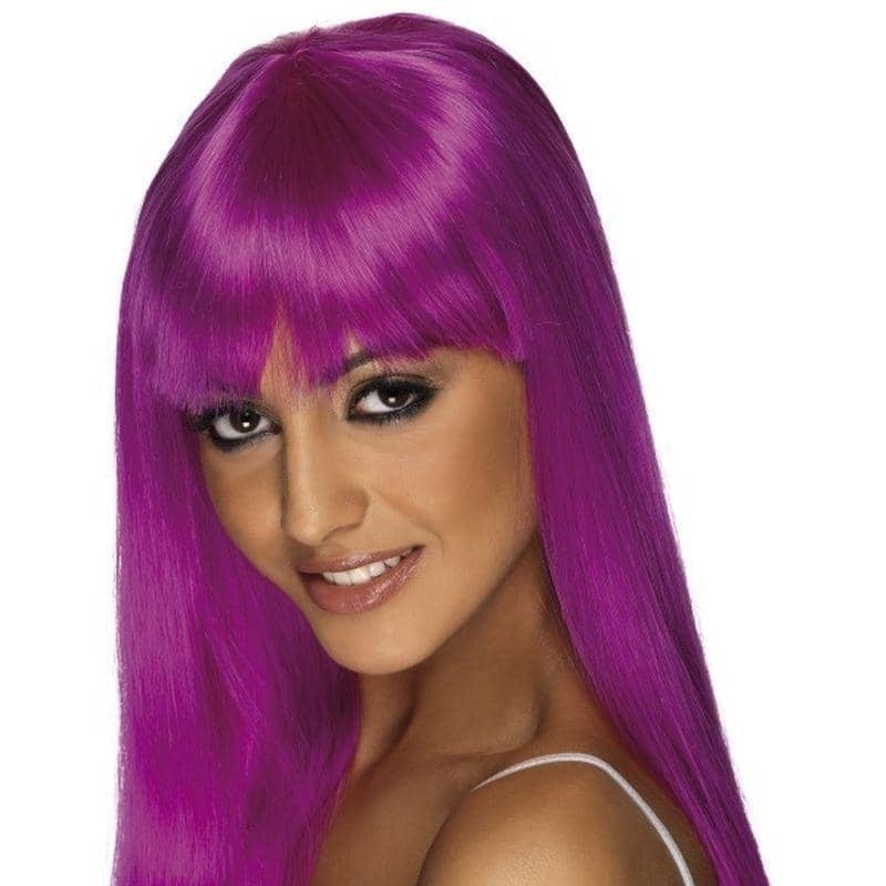 Glamourama Wig Adult Purple Long with Fringe Fantasy Costume Hair 2