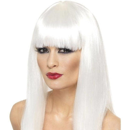 Glamourama Wig White Long Straight with Fringe Fantasy Costume Hair 2