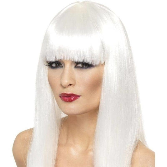 Glamourama Wig White Long Straight with Fringe Fantasy Costume Hair 2