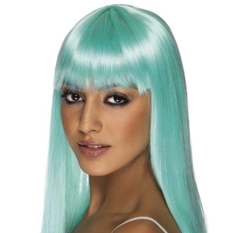 Glamourama Wig Neon Aqua Long with Fringe_1