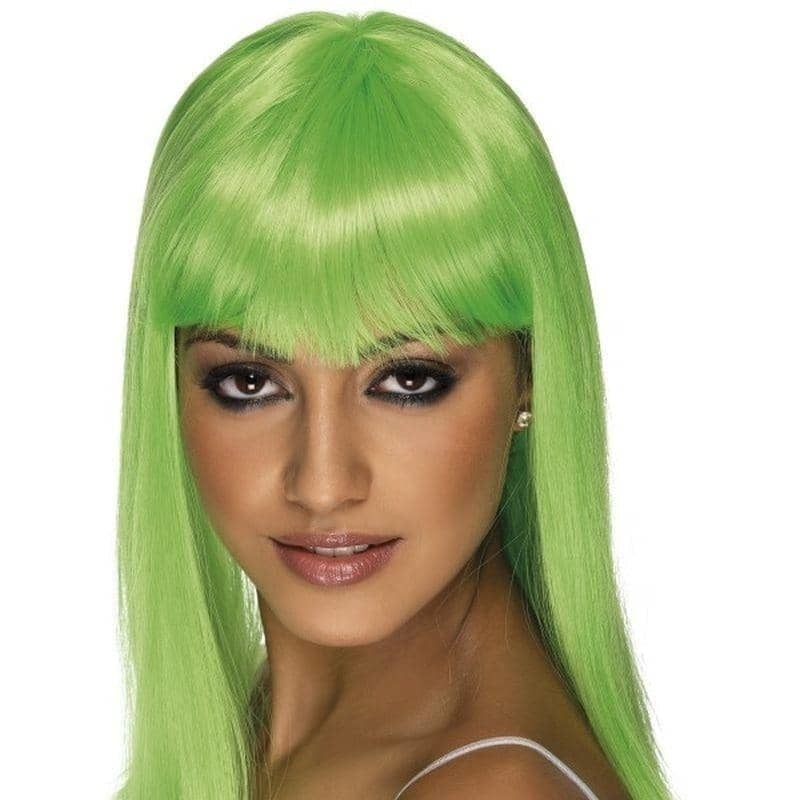 Glamourama Wig Neon Green Long with Fringe_1
