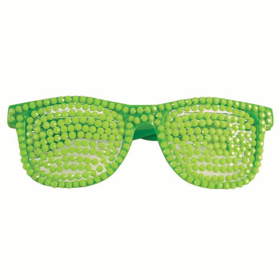 Glasses 80s Rhinestone Neon Green_1