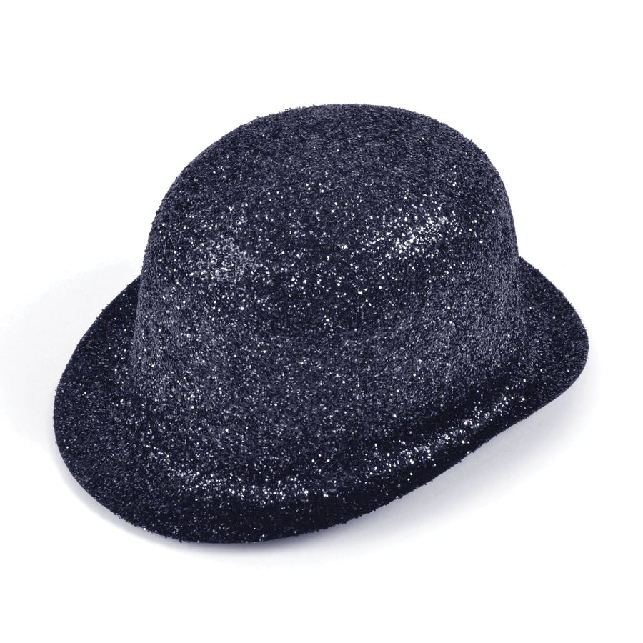Glitter Black Plastic Bowler Hat_1