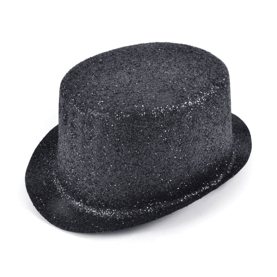 Glitter Black Topper Plastic Hat Adult_1