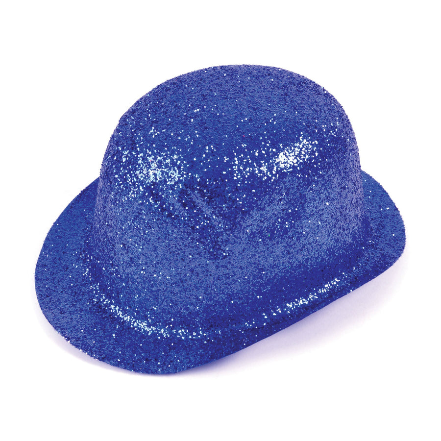 Glitter Blue Plastic Bowler Hat_1