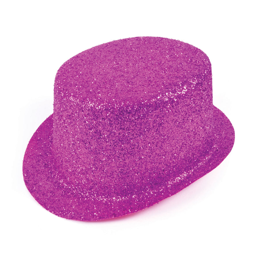 Glitter Cerise Topper Plastic Hat Adult_1