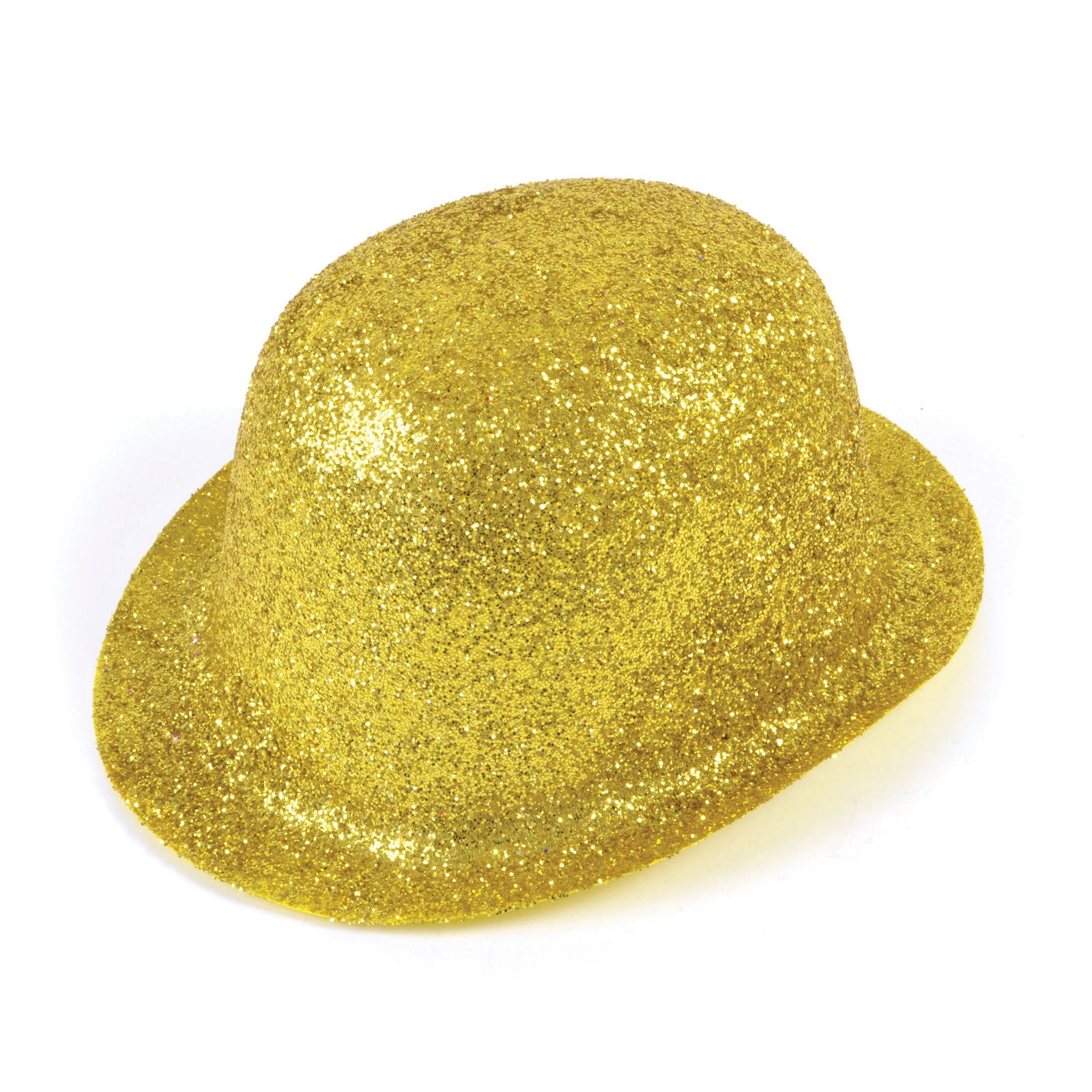 Glitter Gold Plastic Bowler Hat 1
