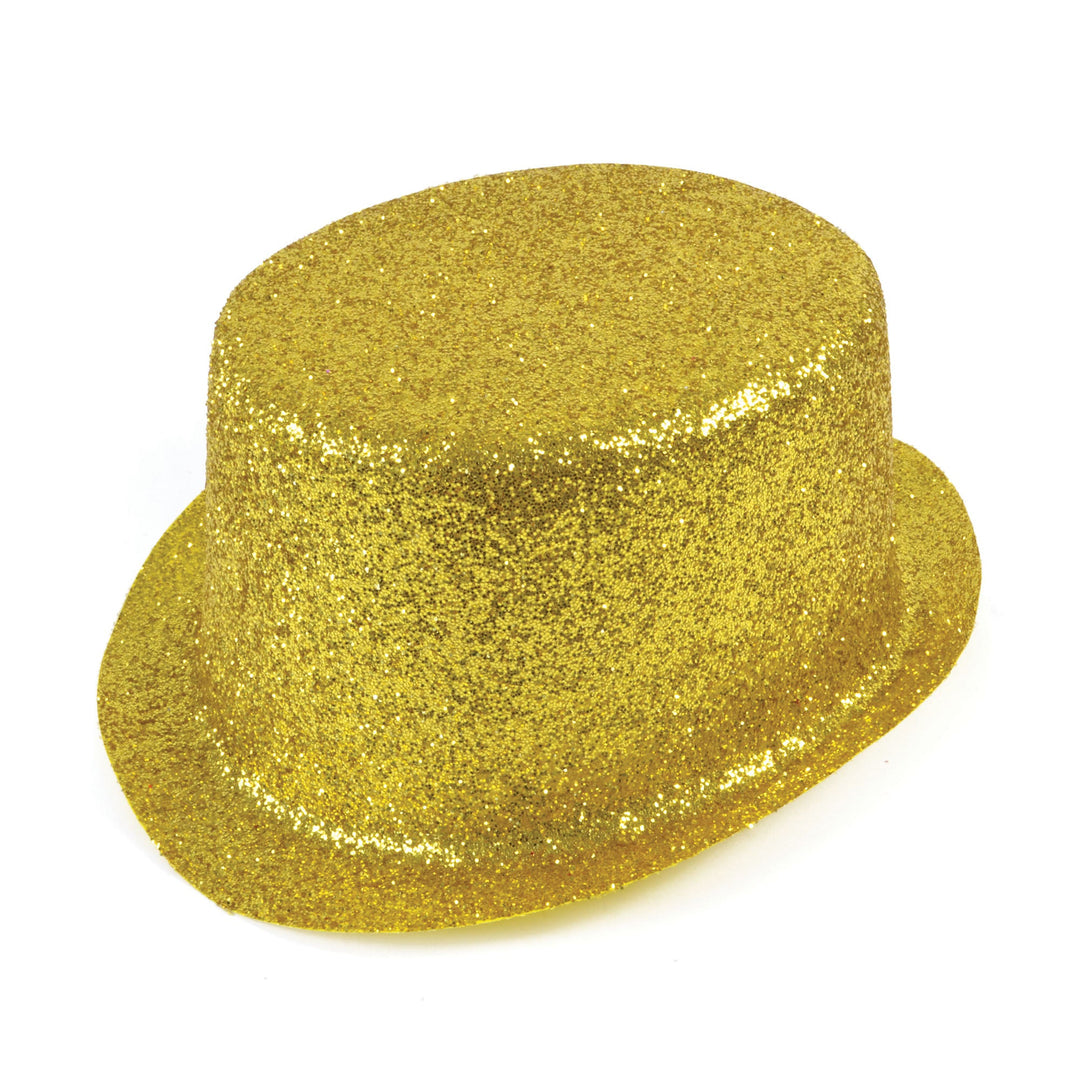 Glitter Gold Topper Plastic Hat Adult_1
