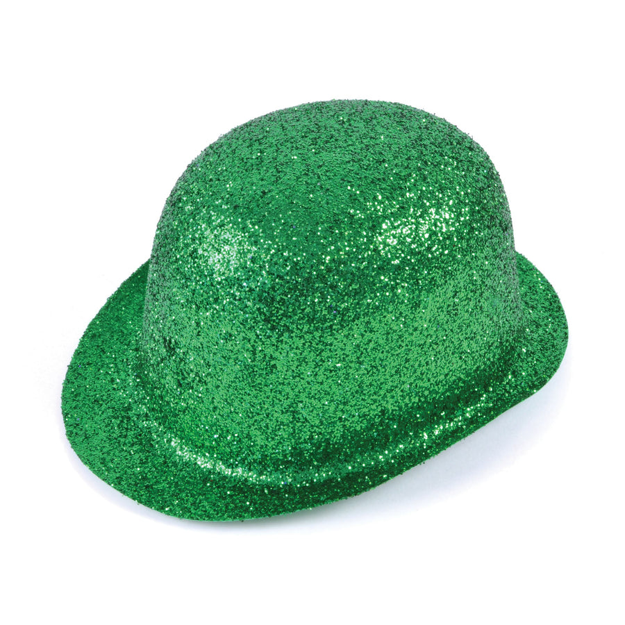Glitter Green Plastic Bowler Hat_1