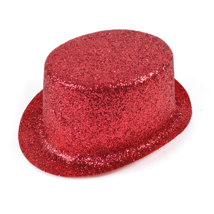 Glitter Red Topper Plastic Hat Adult_1