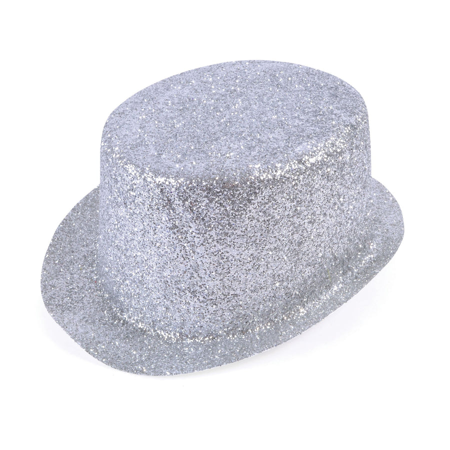 Glitter Silver Topper Plastic Hat Adult_1