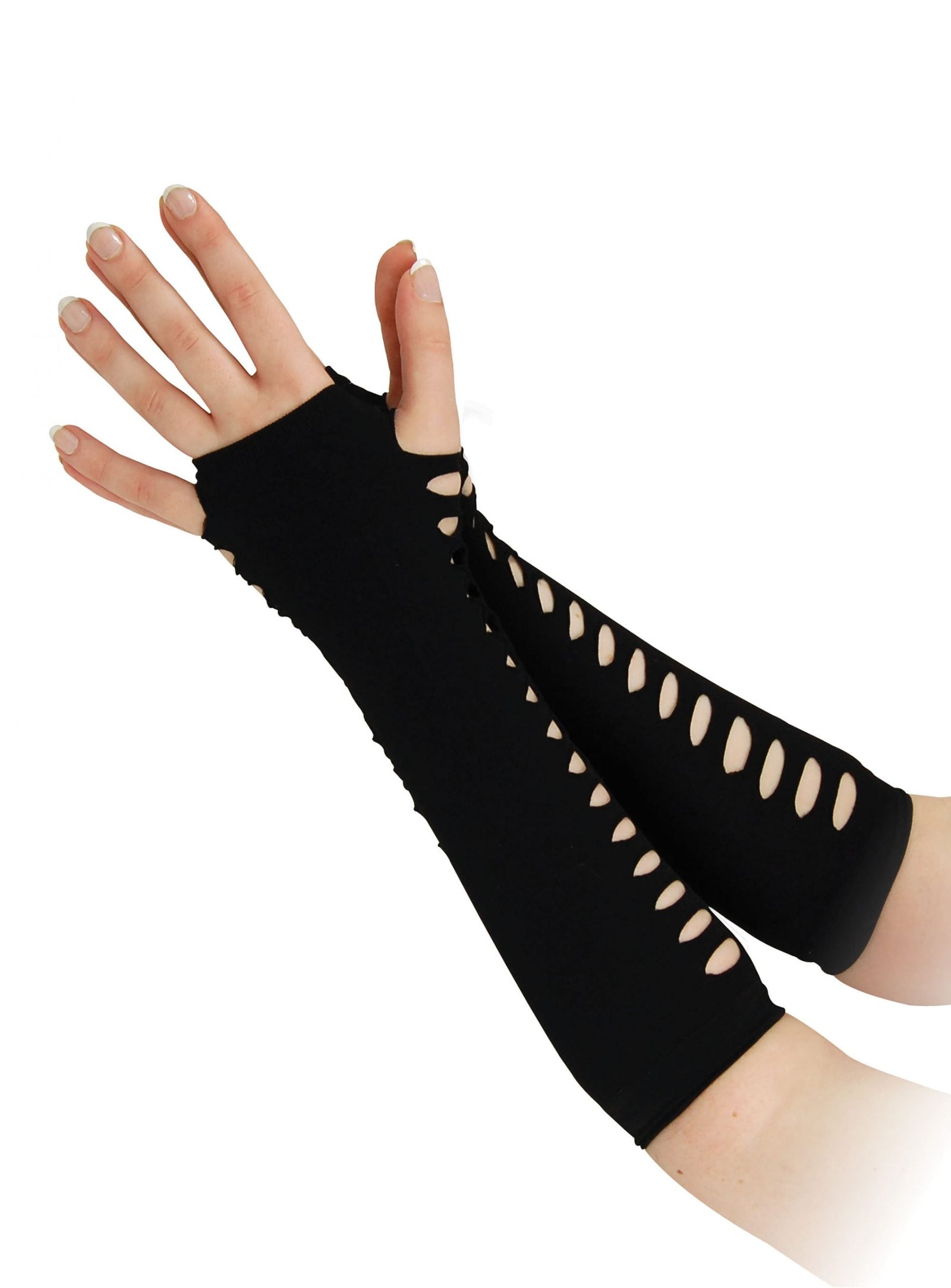 Gloves Ladder Style Black 10" Costume Accessories Unisex 1