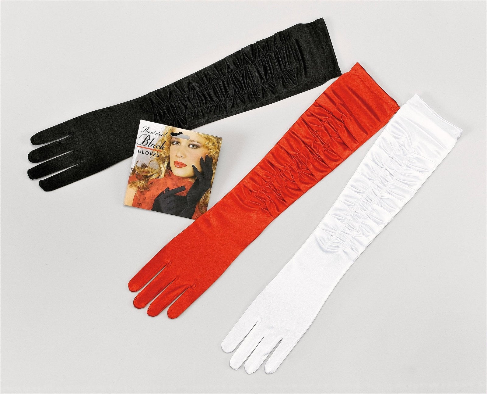 Gloves Red Satin Theatrical Costume Accessories Female 1