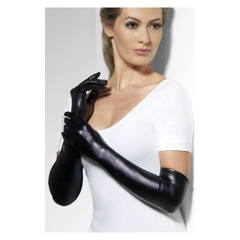 Gloves Wet Look Adult Black 2