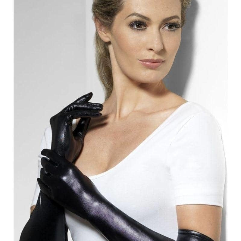 Gloves Wet Look Adult Black 1