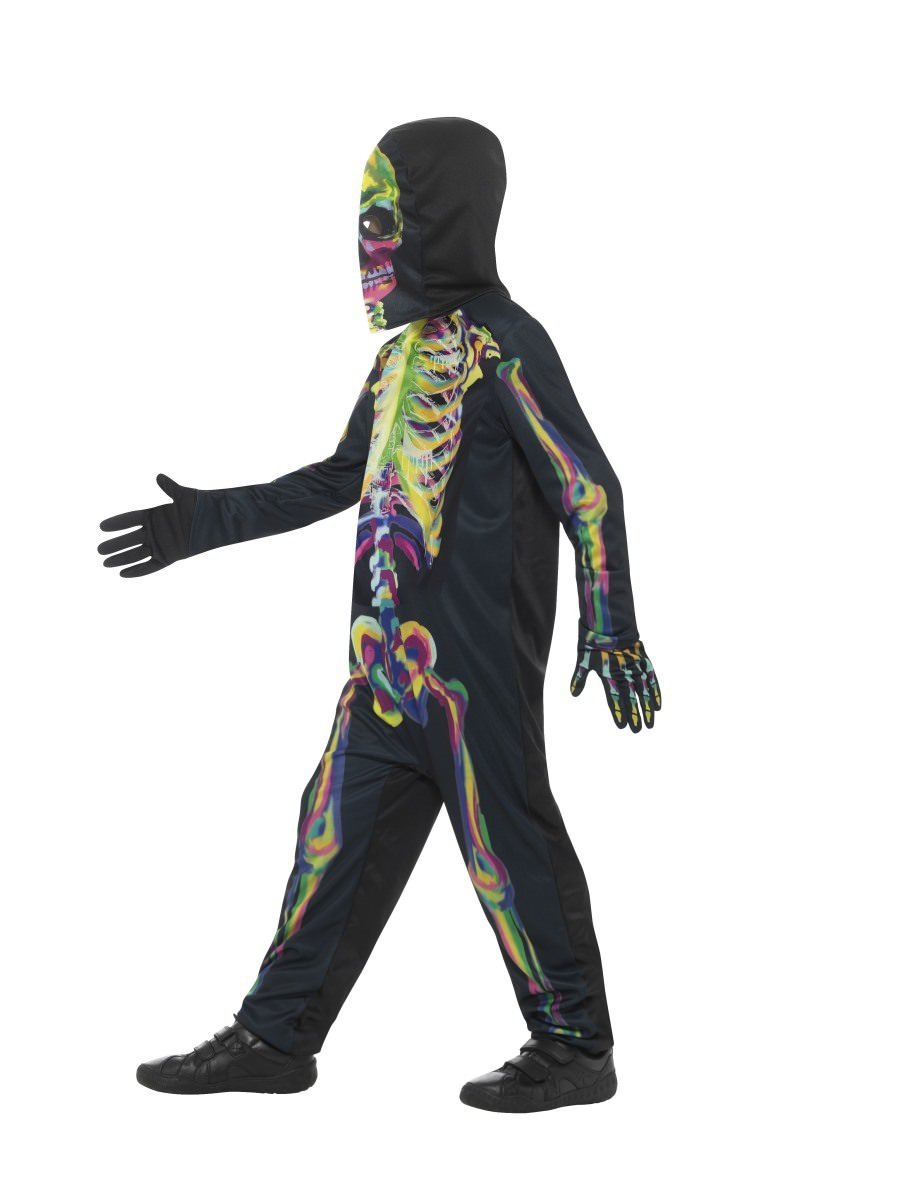 Glow In The Dark Skeleton Costume Kids Multi Coloured Jumpsuit_3